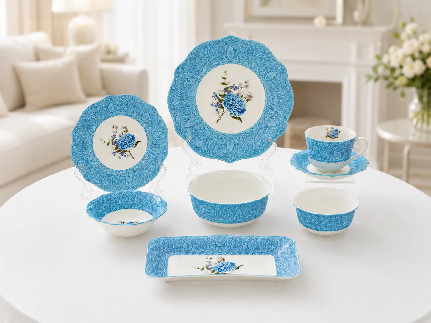 Голубой фарфоровый сервиз «Blue Rose»